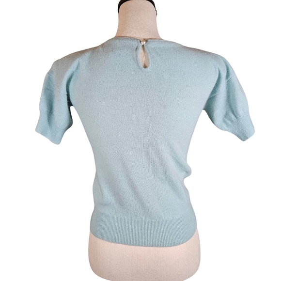 Vintage Chaus Petites Cropped Sweater, Lambs Wool&Rabbit Hair,Light Blue, PSmall - Picture 2 of 8